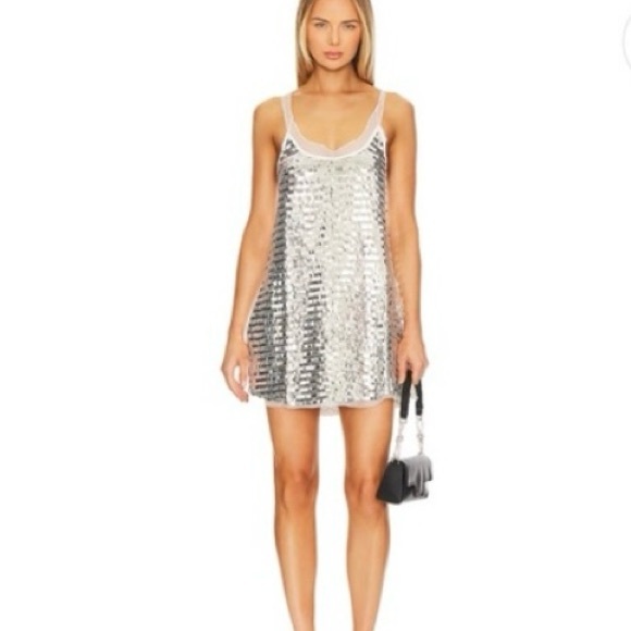 Intimately Free People Disco Fever Mini Slip Dress In Gold Size L - Picture 5 of 14